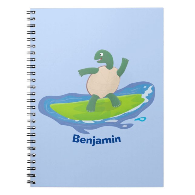 Carnet Drôle tortue vague de surf dessin animé (Devant)