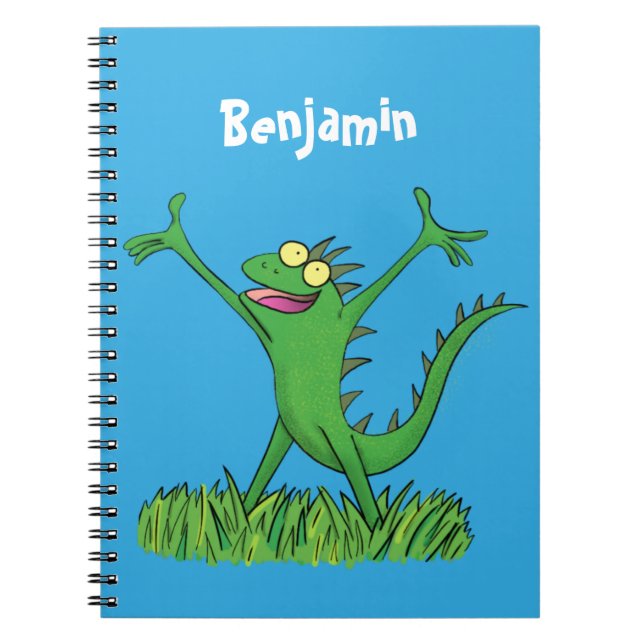 Carnet Drôle vert souriant animé lézard d'iguane (Devant)
