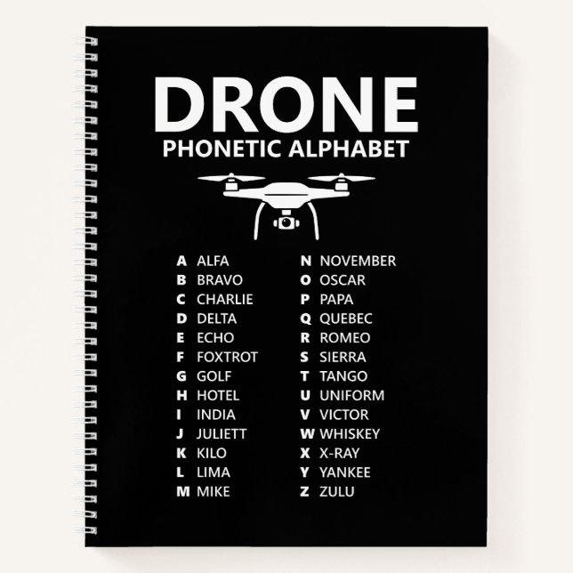 Carnet Drone NATO Phonetic Alphabet – Black Graph (Devant)