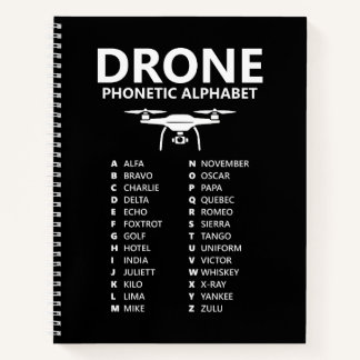 Carnet Drone Phonetic Alphabet – Black Graph Notebook