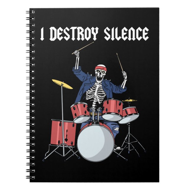 Carnet Drummer Rock Music Band Drums I Destroy Silence (Devant)