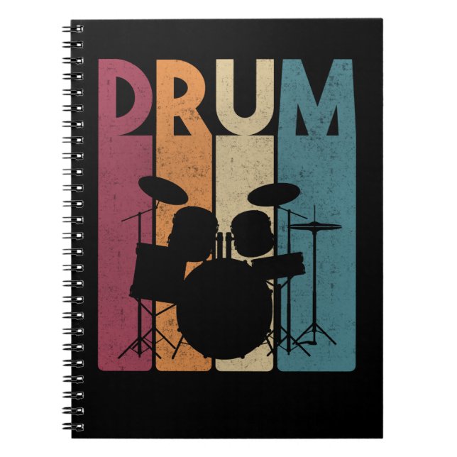 Carnet Drummer Vintage Rock Music Retro (Devant)