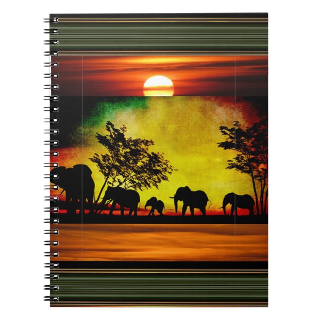 Carnet du coucher de soleil des éléphants (Devant)