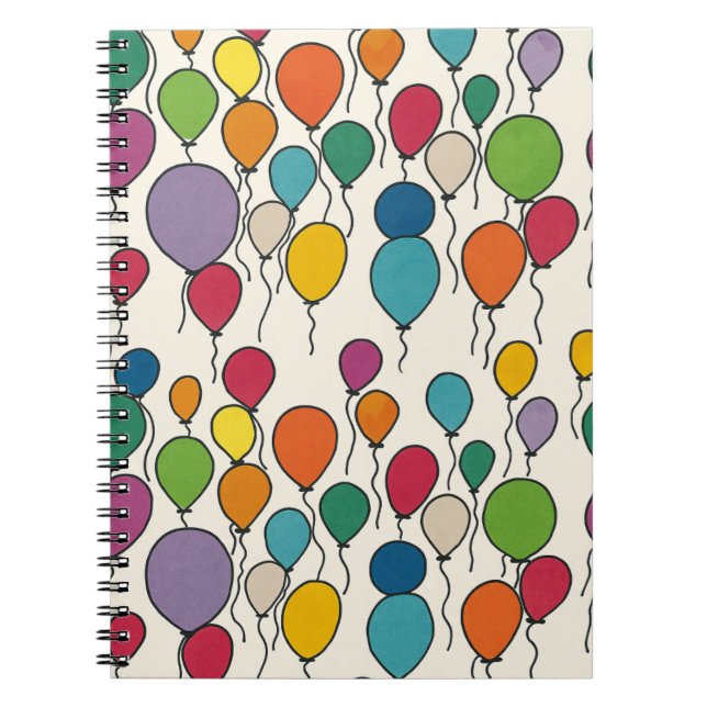 Carnet du journal blanc du ballons d'anniversaire (Devant)