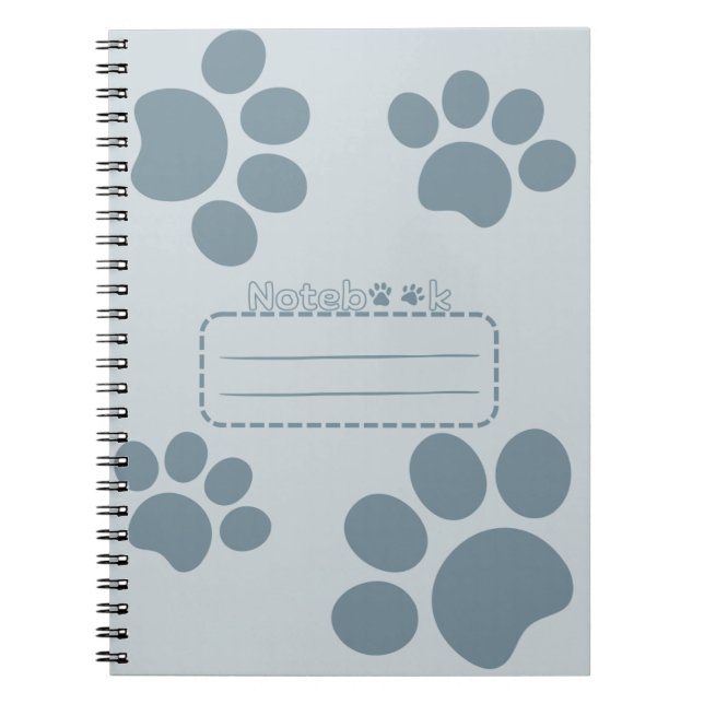 Carnet du journal gris-bleu des pattes de chat (Devant)