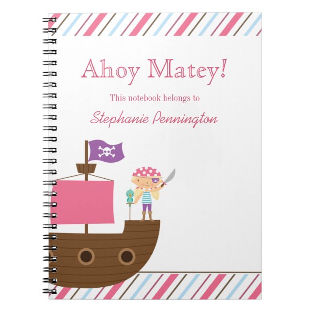 Carnet du pirate de la fille rose mignonne (Devant)