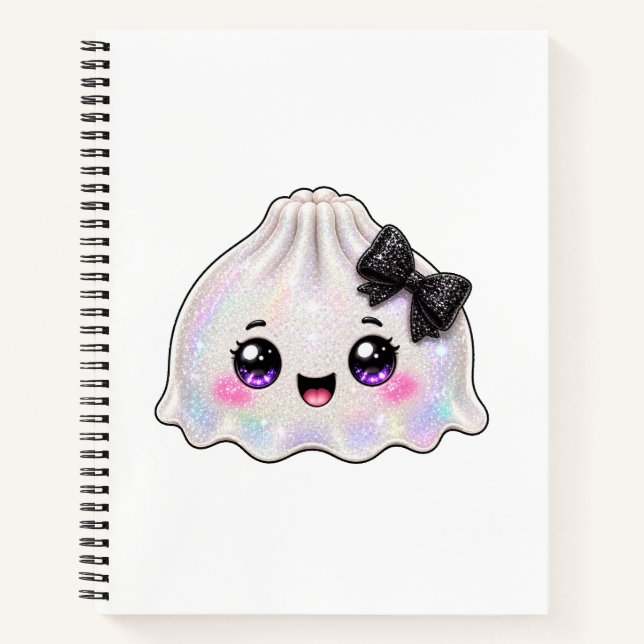 Carnet Dumpling fantôme blanc Squishy Halloween noir  (Devant)