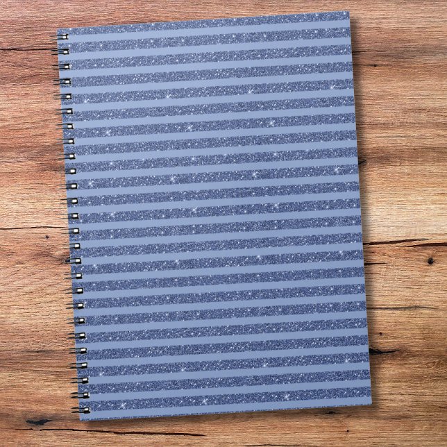 Carnet Dusky Indigo Glitter Style Horizontal Stripes (Créateur téléchargé)