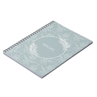 Carnet Dusty Blue Elegant Damask Personnalisé