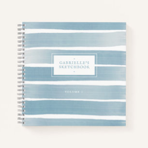 Carnet Dusty Blue Sketchbook Abstrait Stripes Nom personn