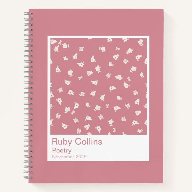 Carnet Dusty Pink Floral Aesthetic Notebook (Devant)