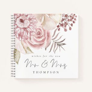 Carnet Dusty Pink Florals New Mr Mme Mariage Guest Book