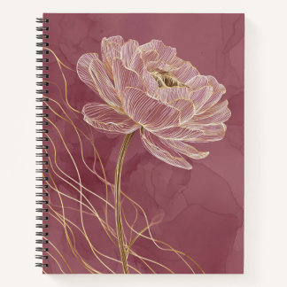 Carnet Dusty Rose Gold Floral Line Art Elegant