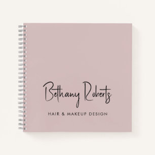 Carnet Dusty Rose moderne Signature Script Cheveux et maq