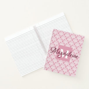 Carnet Dusty Rose rose Vintage Lacy Damask Monogramme