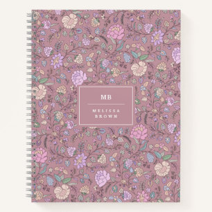 Carnet Dusty rose violet beige Whimsical Coloré Floral