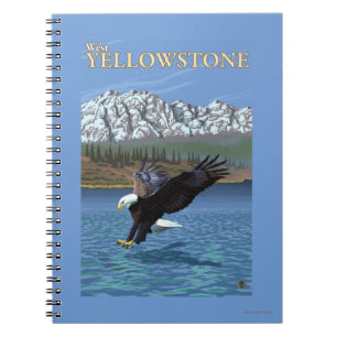 Carnet Eagle chauve plongeant - Yellowstone occidental,