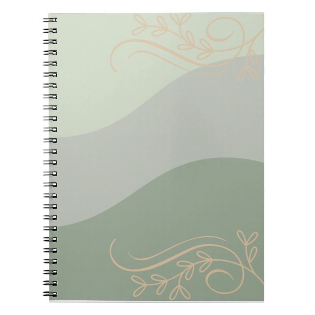Carnet Earthy Green with Gold Accents Notebook – Natural  (Devant)