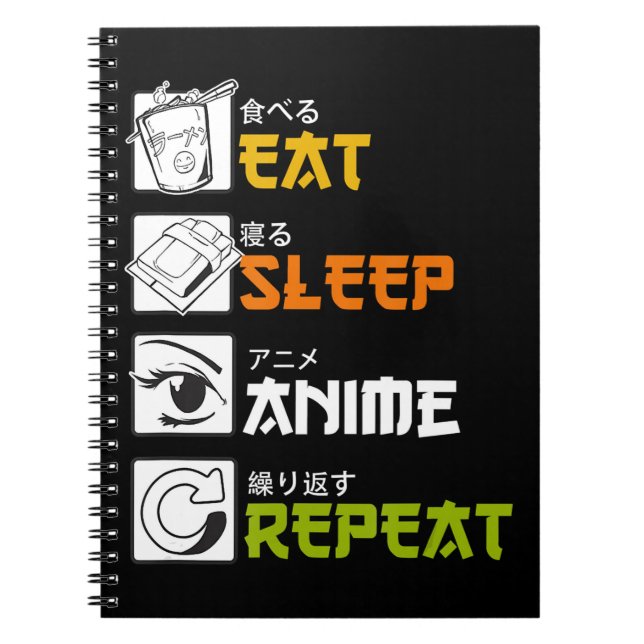 Carnet Eat Sleep Anime Repeat Venin Idea Cosplayer (Devant)