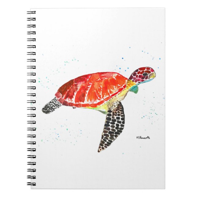 Carnet Eau de tortue de mer orange côtier tropical (Devant)
