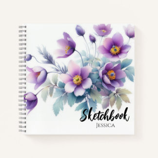 Carnet Eau violet Fleurs Sketchbook