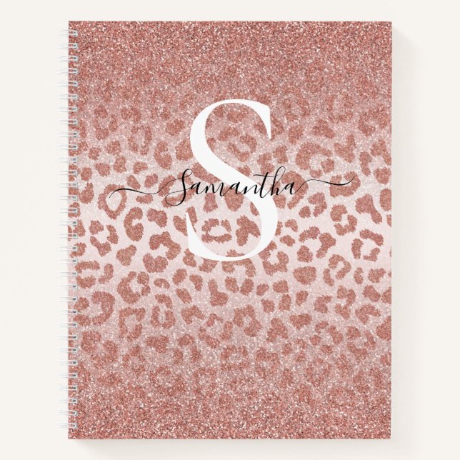 Carnet éblouissant brillant de léopard rose (Devant)