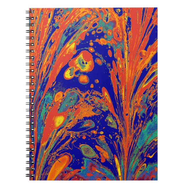 Carnet Ebru Marbling Art avec Motifs de fleurs. ABSTRAIT  (Devant)