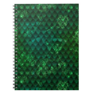 Carnet Écaille de dragon ombrée vert foncé et scintillant