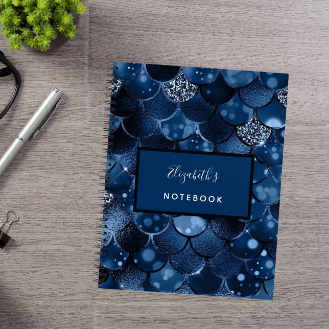 Carnet Écaille de sirène bleu marine nom (Créateur téléchargé)