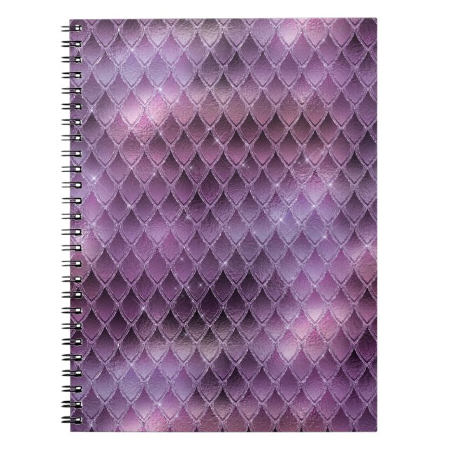 Carnet Écailles de Dragon Pailletées et Ombrées de Violet (Devant)