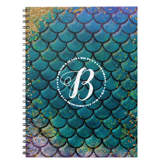Carnet Écailles de Poisson Sirène Glam Sarcelle Violet Or (Devant)