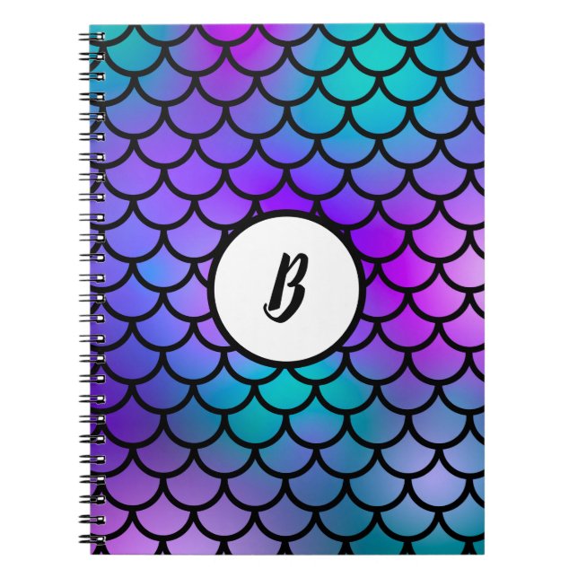 Carnet Écailles de sirène bleue violet rose bleu Poisson  (Devant)