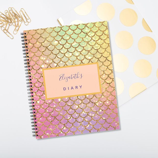Carnet Écales de sirène rose violet mer verte paillettes  (Créateur téléchargé)