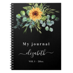 Carnet Écalyptus de tournesol vert noir