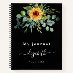 Carnet Écalyptus de tournesol vert noir