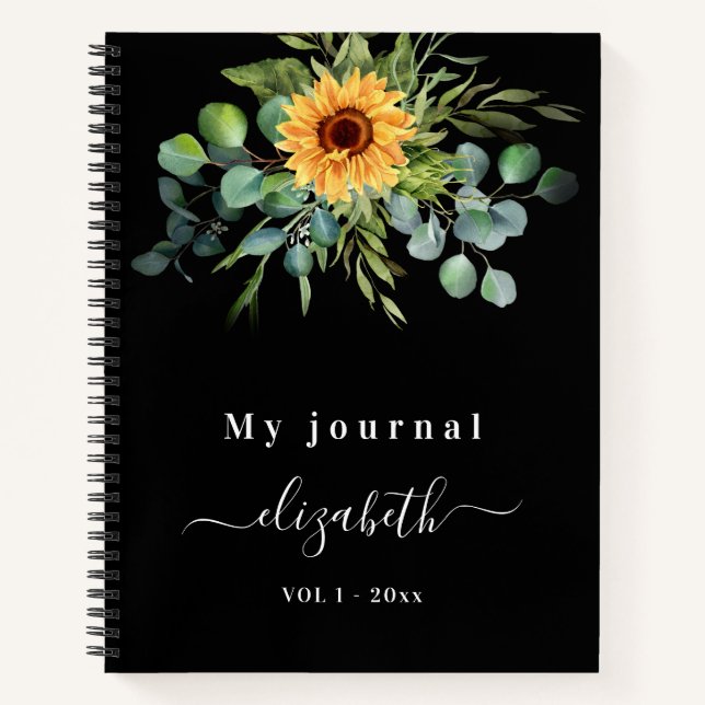 Carnet Écalyptus de tournesol vert noir (Devant)