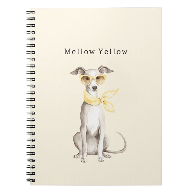 Carnet Écharpe Jaune Clair Chien Blanc (Devant)