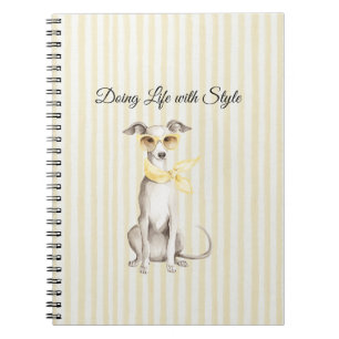 Carnet Écharpe jaune doux Chien blanc