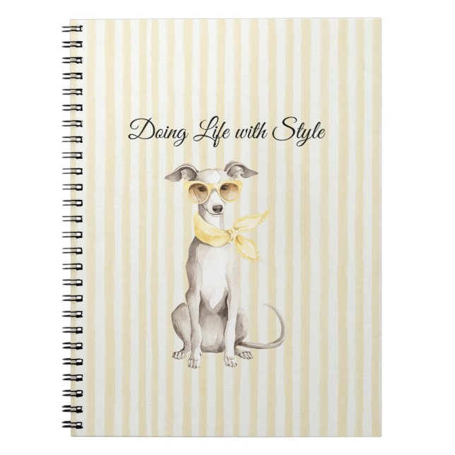 Carnet Écharpe jaune doux Chien blanc  (Devant)