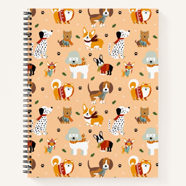 Carnet Écharpes festives d'hiver pour chiots (Devant)