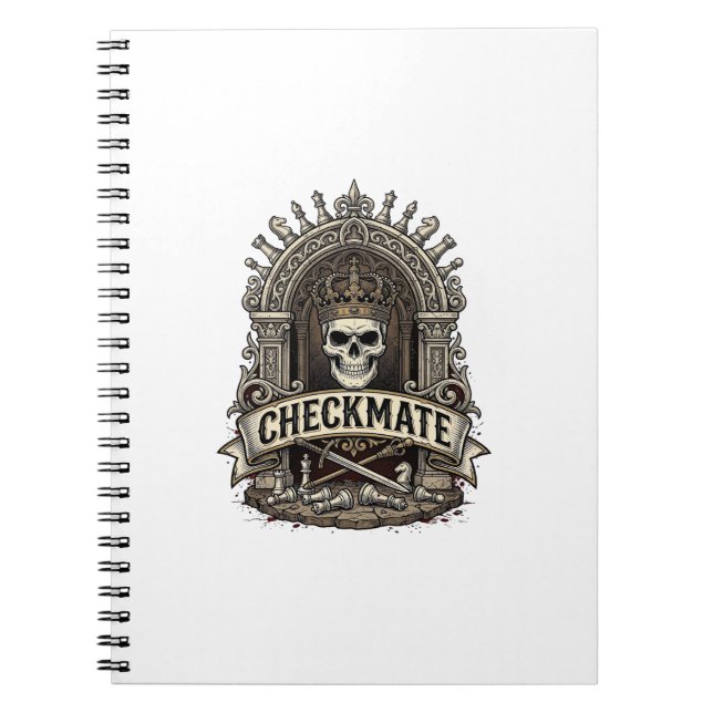 Carnet Échec et mat Roi Crâne Échecs Vintage (Devant)