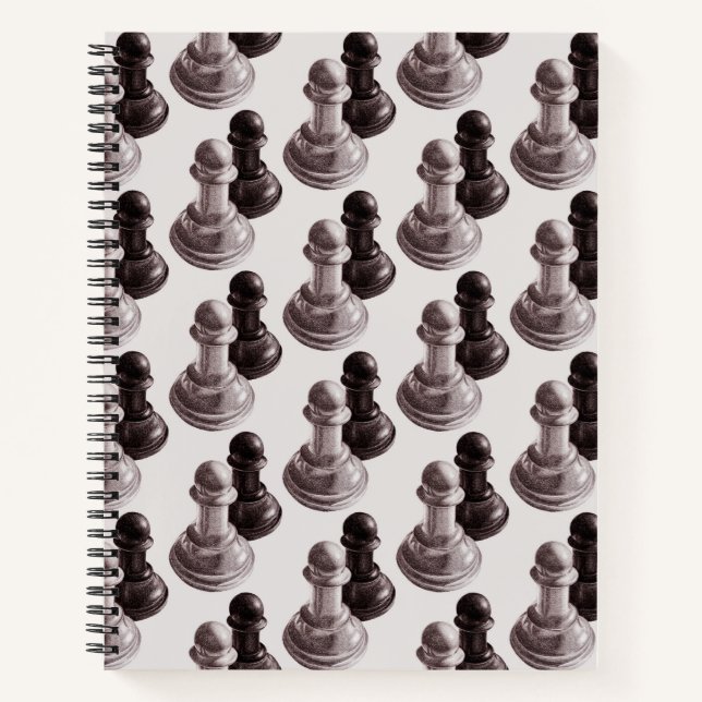Carnet Échecs Motifs de pions dessinés au crayon (Devant)