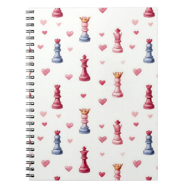 Carnet Échecs Romantiques Cœurs Saint-Valentin (Devant)