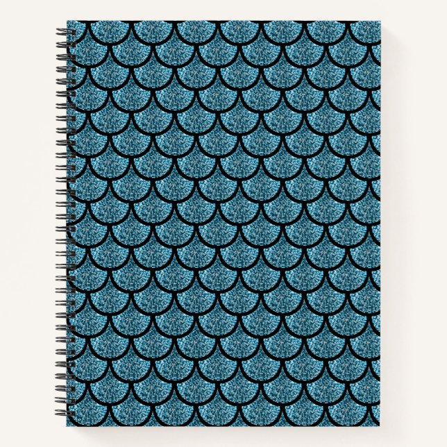 Carnet Échelle de sirène bleue avec effet parties scintil (Devant)