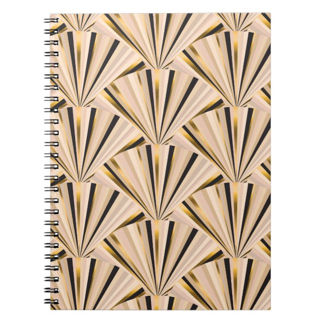 Carnet Echelles Art Déco : Glamour d'or géométrique (Devant)