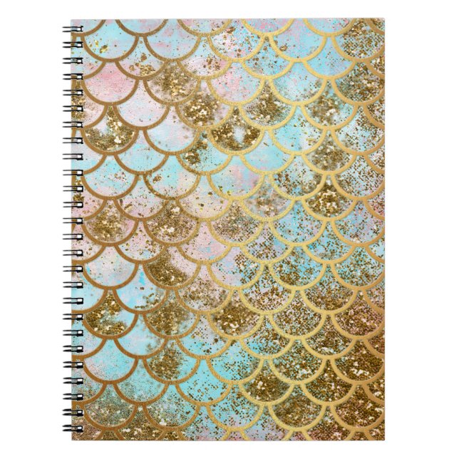 Carnet Échelles de poissons roses iridescentes de sirène (Devant)