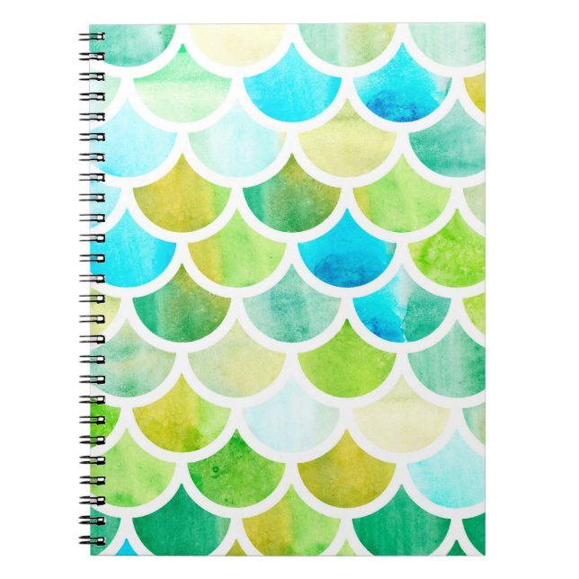 Carnet Échelles de sirène. Aquarelle écailles de poisson. (Devant)