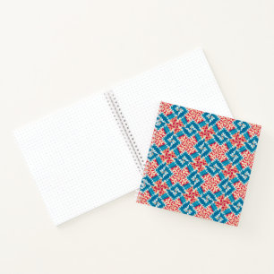 Carnet Eclectique Boho Rouge Turquoise Carreaux Bullet Jo