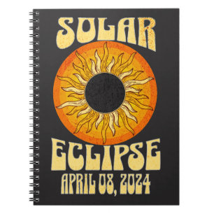 Carnet Éclipse solaire rétro Total 8 avril 2024
