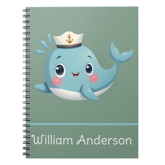 Carnet École de baleine bleue mignonne pour enfants Perso (Devant)